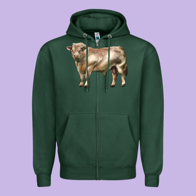 Charolais Bull Zipper Hoodie Designed By Lillyallendesigns