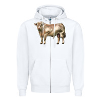 White charolais bull Zipper Hoodie - LillyAllenDesigns