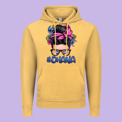 Ohana Stitch Messy Bun Vintage Hoodie Designed By Zillion Design Studio