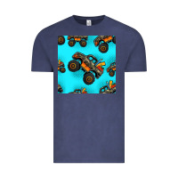 Vintage Denim monster truck pre teen seamless pattern Vintage Tee - HRA Design Shop