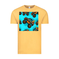 Vintage Mustard monster truck pre teen seamless pattern Vintage Tee - HRA Design Shop