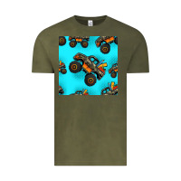 Vintage Olive monster truck pre teen seamless pattern Vintage Tee - HRA Design Shop