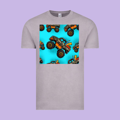Monster Truck Pre Teen Seamless Pattern Vintage Tee Designed By Hra Design Shop