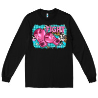 Black fight with boxing gloves and cancer ribbon Long Sleeve Tee - AdoDesignShop