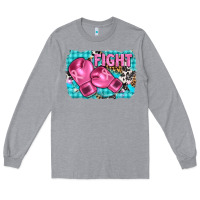 Heather Grey fight with boxing gloves and cancer ribbon Long Sleeve Tee - AdoDesignShop