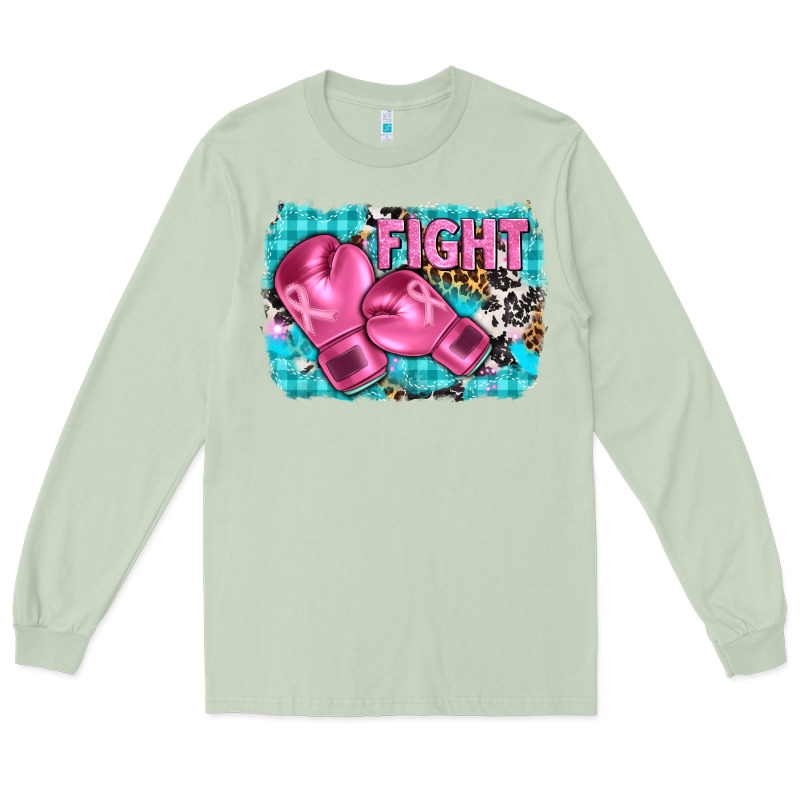 Fight With Boxing Gloves And Cancer Ribbon Long Sleeve Tee by AdoDesignShop | Teevron