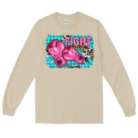 Mushroom fight with boxing gloves and cancer ribbon Long Sleeve Tee - AdoDesignShop