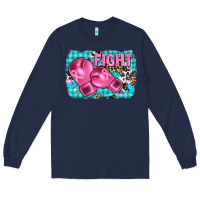 Navy fight with boxing gloves and cancer ribbon Long Sleeve Tee - AdoDesignShop