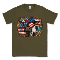 Army Green 4th of july cow Classic Tee - Jasminsmagicworld