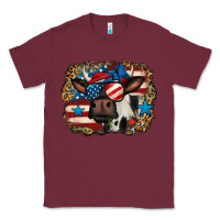Burgundy 4th of july cow Classic Tee - Jasminsmagicworld