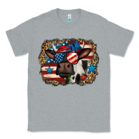 Heather Grey 4th of july cow Classic Tee - Jasminsmagicworld