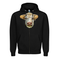 Black Charolais bull face Zipper Hoodie - LillyAllenDesigns