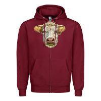 Burgundy Charolais bull face Zipper Hoodie - LillyAllenDesigns