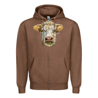 Chestnut Charolais bull face Zipper Hoodie - LillyAllenDesigns