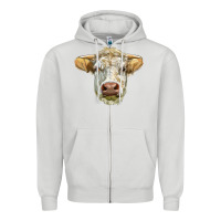 Dove Grey Charolais bull face Zipper Hoodie - LillyAllenDesigns