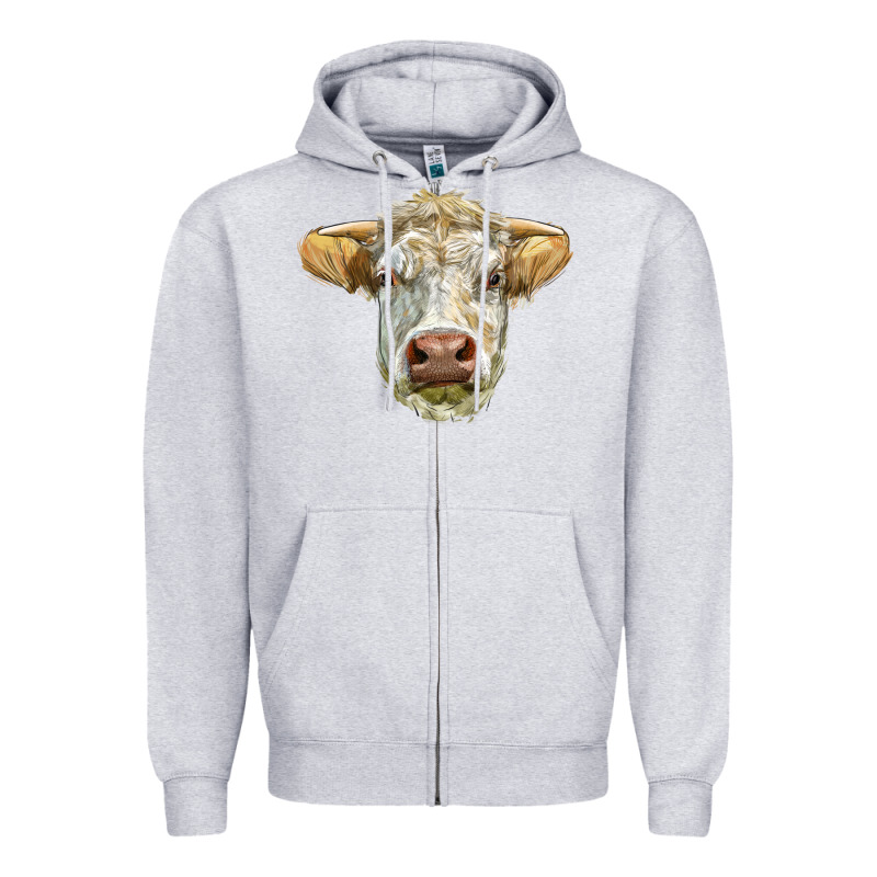 Charolais Bull Face Zipper Hoodie by LillyAllenDesigns | Teevron