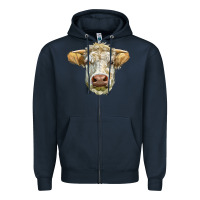 Navy Charolais bull face Zipper Hoodie - LillyAllenDesigns