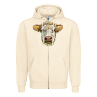 Sandshell Charolais bull face Zipper Hoodie - LillyAllenDesigns