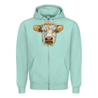 Seafoam Charolais bull face Zipper Hoodie - LillyAllenDesigns