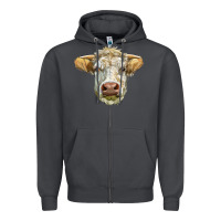 Smoke Charolais bull face Zipper Hoodie - LillyAllenDesigns