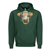 Sports Green Charolais bull face Zipper Hoodie - LillyAllenDesigns