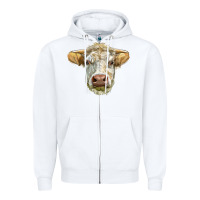 White Charolais bull face Zipper Hoodie - LillyAllenDesigns