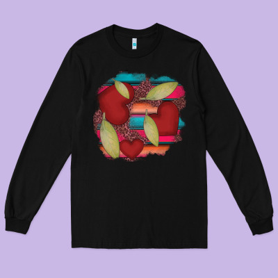 Heart And Serape Patches Long Sleeve Tee Designed By Adodesignshop