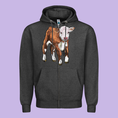 Hereford Calf Zipper Hoodie Designed By Lillyallendesigns