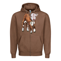 Chestnut hereford calf Zipper Hoodie - LillyAllenDesigns