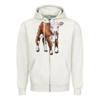 Oatmeal Heather hereford calf Zipper Hoodie - LillyAllenDesigns