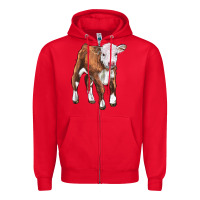 Red hereford calf Zipper Hoodie - LillyAllenDesigns