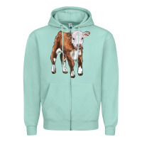 Seafoam hereford calf Zipper Hoodie - LillyAllenDesigns