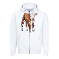 White hereford calf Zipper Hoodie - LillyAllenDesigns