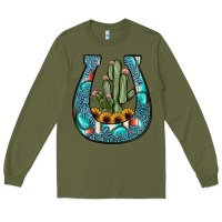 Army Green cactus horseshoe Long Sleeve Tee - JahusDesignShop