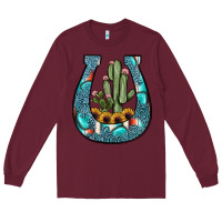Burgundy cactus horseshoe Long Sleeve Tee - JahusDesignShop