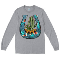 Heather Grey cactus horseshoe Long Sleeve Tee - JahusDesignShop