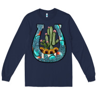 Navy cactus horseshoe Long Sleeve Tee - JahusDesignShop