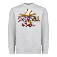 Heather Grey baseball is my valentine Heavyweight Sweatshirt - RacoonDesign