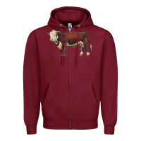 Burgundy hereford bull Zipper Hoodie - LillyAllenDesigns