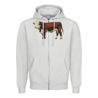 Dove Grey hereford bull Zipper Hoodie - LillyAllenDesigns