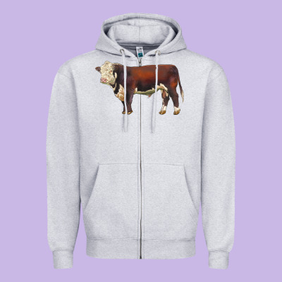 Hereford Bull Zipper Hoodie Designed By Lillyallendesigns