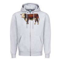 Heather Grey hereford bull Zipper Hoodie - LillyAllenDesigns