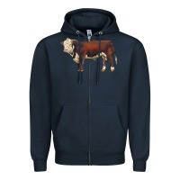 Navy hereford bull Zipper Hoodie - LillyAllenDesigns