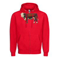 Red hereford bull Zipper Hoodie - LillyAllenDesigns