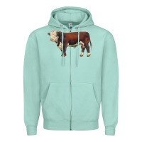 Seafoam hereford bull Zipper Hoodie - LillyAllenDesigns