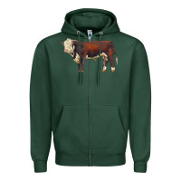 Sports Green hereford bull Zipper Hoodie - LillyAllenDesigns