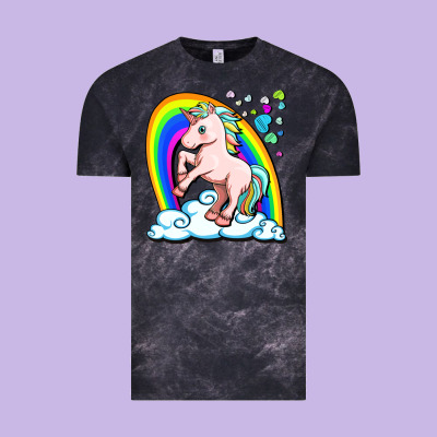 Cute Unicorn With Rainbow Vintage Tee Designed By Fadigitalartstudio