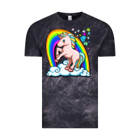Cloud Black cute unicorn with rainbow Vintage Tee - FaDigitalArtStudio