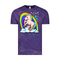 Cloud Purple cute unicorn with rainbow Vintage Tee - FaDigitalArtStudio