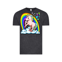 Vintage Black cute unicorn with rainbow Vintage Tee - FaDigitalArtStudio